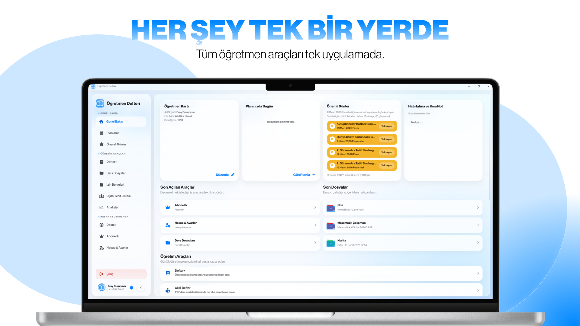 Öğretmen Defteri uygulama ekranı